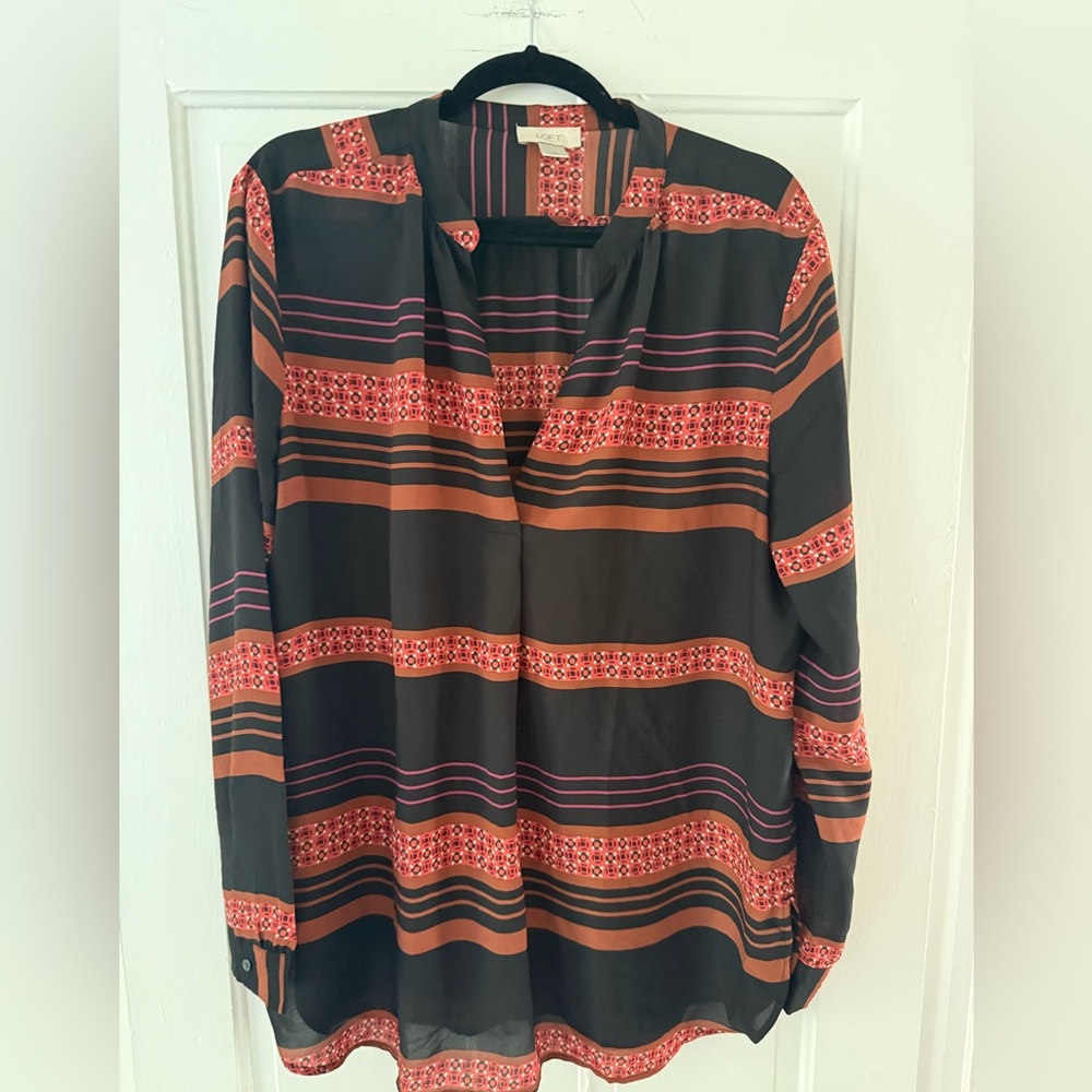 LOFT Multicolor Geometric Pattern Top - XL